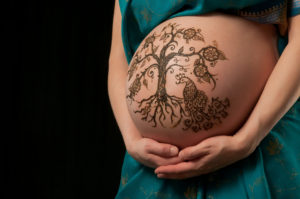 Pregnant Belly with Henna
